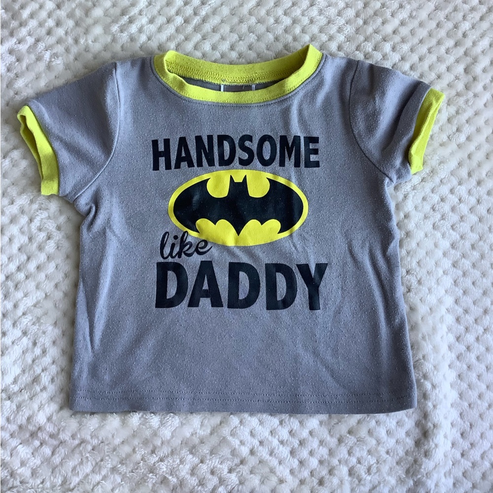 Batman Handsome Like Daddy Toddler Short Sleeve Shirt Tee 18M-24M